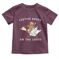 Festive Goose On The Loose Christmas Toddler T Shirt Funny Goose Gingerbread Xmas - Wonder Print Shop