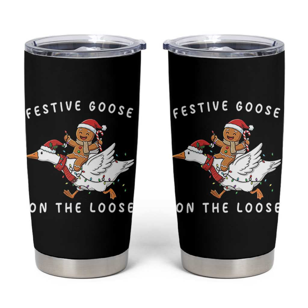 Festive Goose On The Loose Christmas Tumbler Cup Funny Goose Gingerbread Xmas - Wonder Print Shop