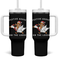 Festive Goose On The Loose Christmas Tumbler With Handle Funny Goose Gingerbread Xmas - Wonder Print Shop