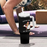 Festive Goose On The Loose Christmas Tumbler With Handle Funny Goose Gingerbread Xmas - Wonder Print Shop