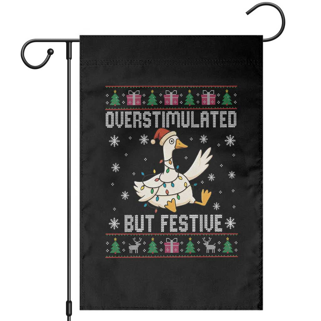 Funny Silly Goose Christmas Garden Flag Overstimulated But Festive - Wonder Print Shop