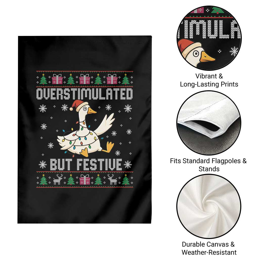 Funny Silly Goose Christmas Garden Flag Overstimulated But Festive - Wonder Print Shop