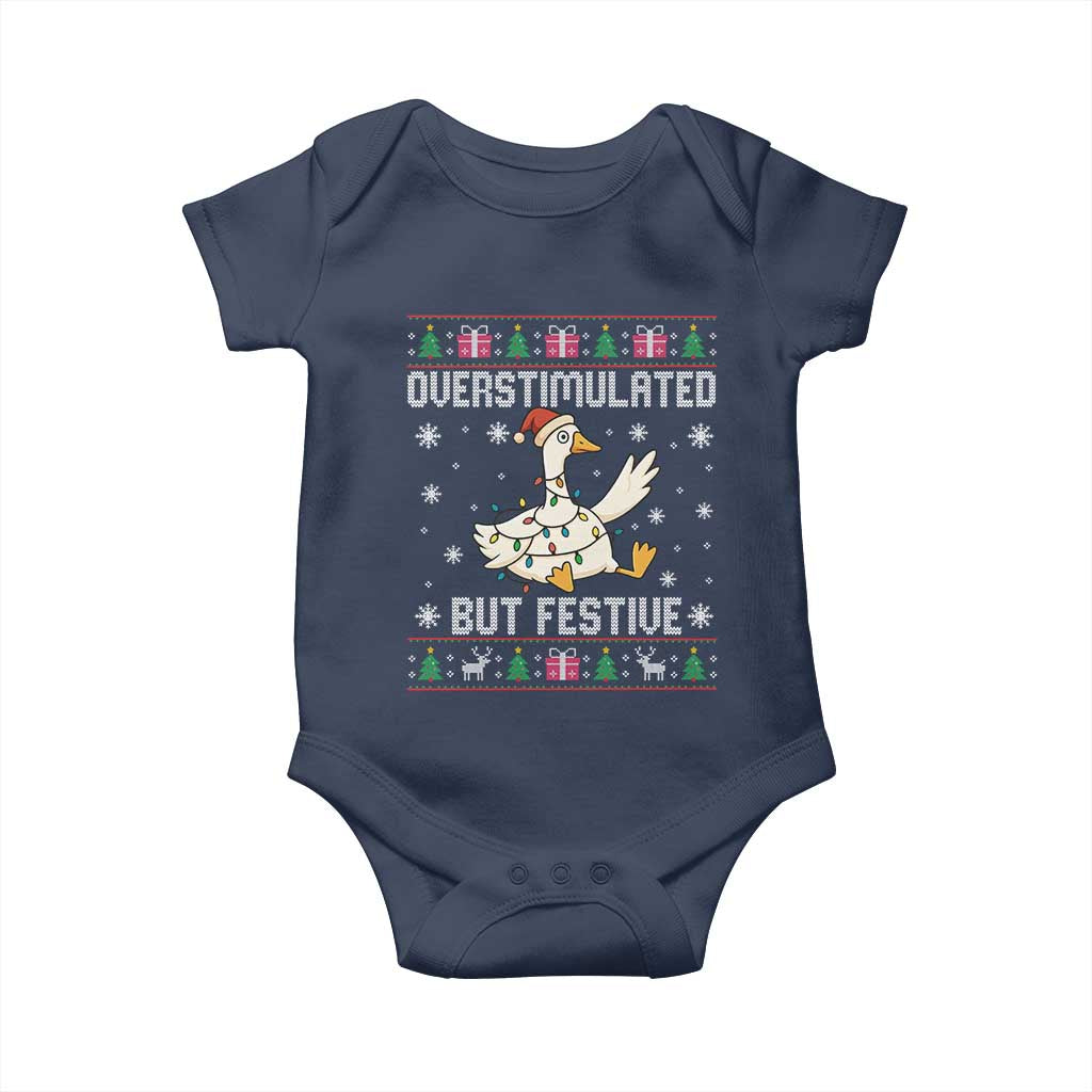 Funny Silly Goose Christmas Baby Onesie Overstimulated But Festive - Wonder Print Shop
