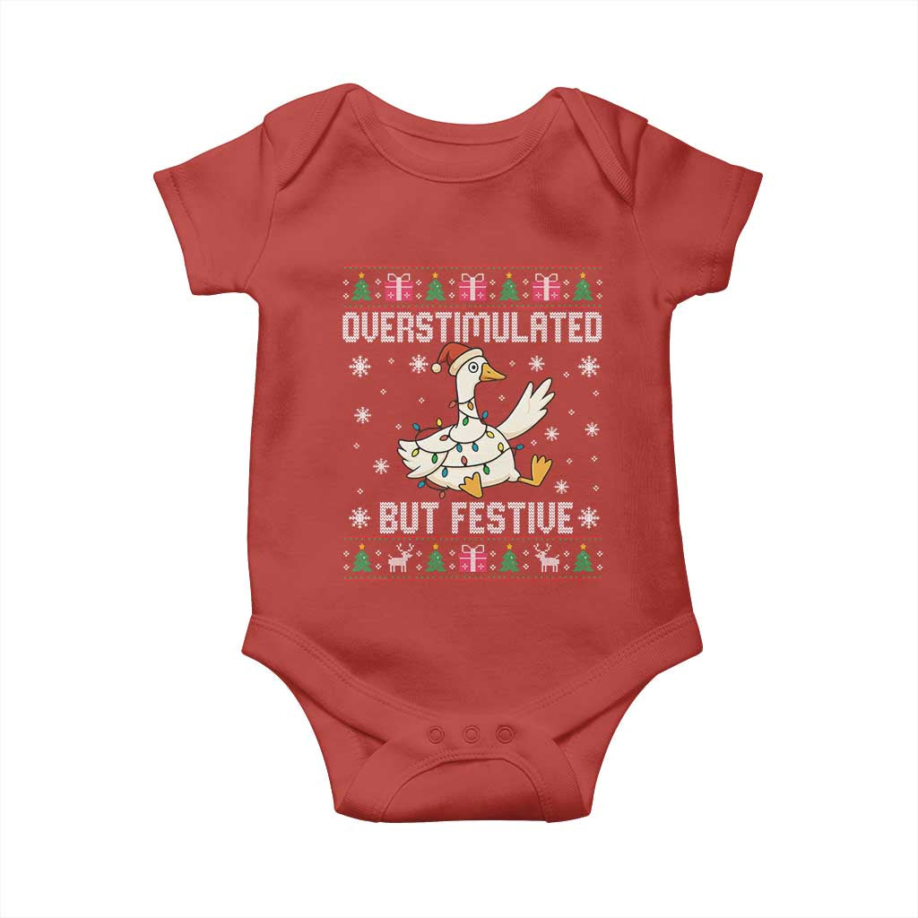 Funny Silly Goose Christmas Baby Onesie Overstimulated But Festive - Wonder Print Shop