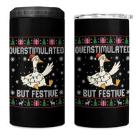 Funny Silly Goose Christmas 4 in 1 Can Cooler Tumbler Overstimulated But Festive - Wonder Print Shop