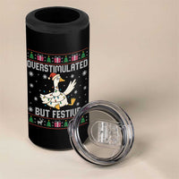 Funny Silly Goose Christmas 4 in 1 Can Cooler Tumbler Overstimulated But Festive - Wonder Print Shop