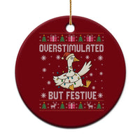 Funny Silly Goose Christmas Ceramic Ornament Overstimulated But Festive - Wonder Print Shop