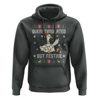 Funny Silly Goose Christmas Hoodie Overstimulated But Festive - Wonder Print Shop