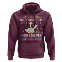 Funny Silly Goose Christmas Hoodie Overstimulated But Festive - Wonder Print Shop