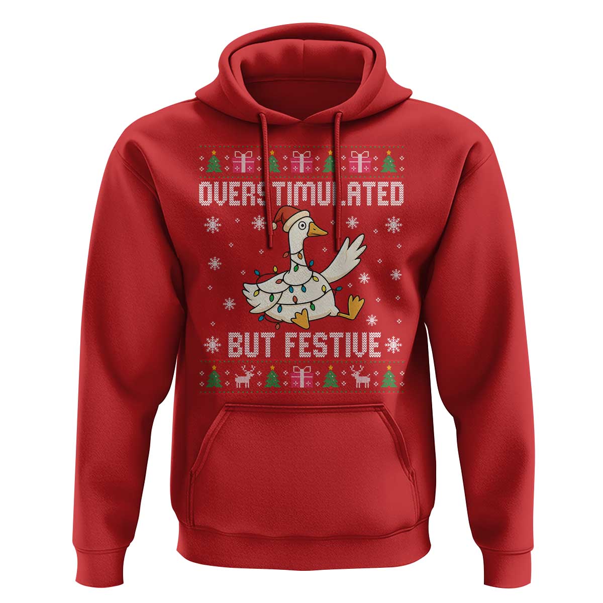Funny Silly Goose Christmas Hoodie Overstimulated But Festive - Wonder Print Shop
