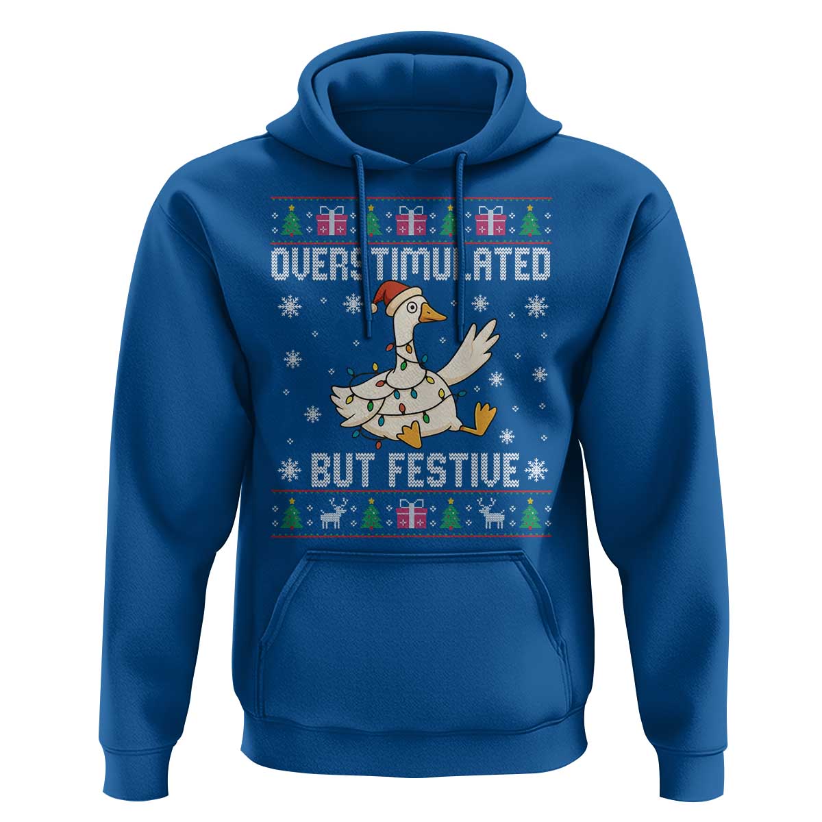Funny Silly Goose Christmas Hoodie Overstimulated But Festive - Wonder Print Shop