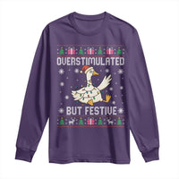 Funny Silly Goose Christmas Long Sleeve Shirt Overstimulated But Festive - Wonder Print Shop