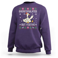 Funny Silly Goose Christmas Sweatshirt Overstimulated But Festive - Wonder Print Shop