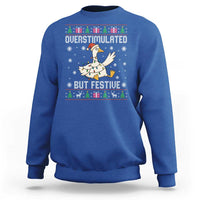 Funny Silly Goose Christmas Sweatshirt Overstimulated But Festive - Wonder Print Shop