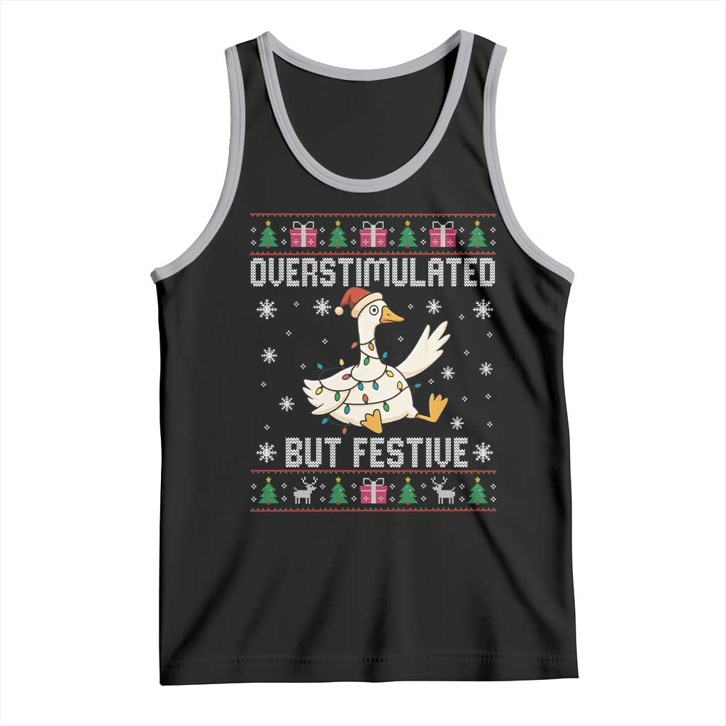 Funny Silly Goose Christmas Tank Top Overstimulated But Festive - Wonder Print Shop