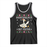 Funny Silly Goose Christmas Tank Top Overstimulated But Festive - Wonder Print Shop
