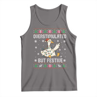 Funny Silly Goose Christmas Tank Top Overstimulated But Festive - Wonder Print Shop