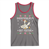 Funny Silly Goose Christmas Tank Top Overstimulated But Festive - Wonder Print Shop