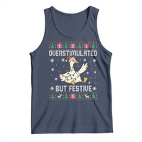 Funny Silly Goose Christmas Tank Top Overstimulated But Festive - Wonder Print Shop