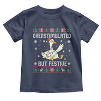 Funny Silly Goose Christmas Toddler T Shirt Overstimulated But Festive - Wonder Print Shop