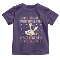 Funny Silly Goose Christmas Toddler T Shirt Overstimulated But Festive - Wonder Print Shop