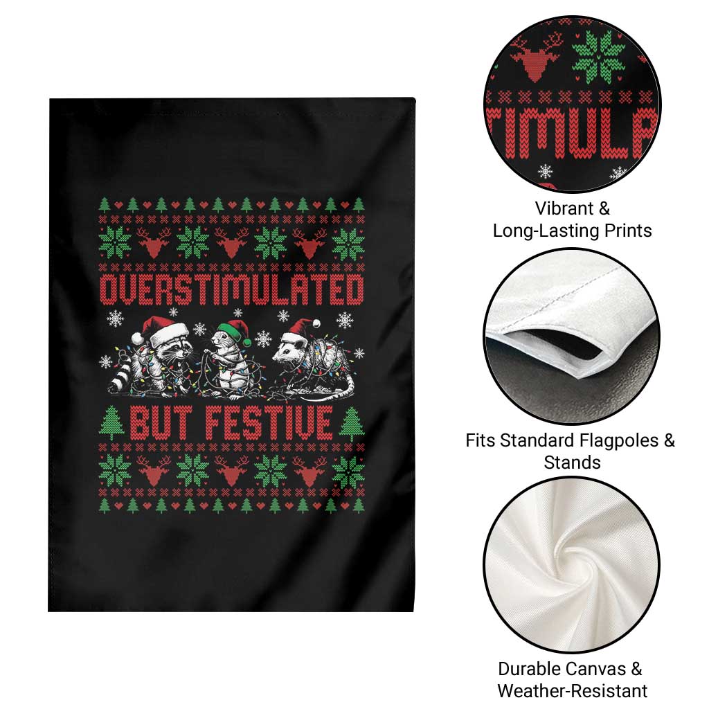 Possum Christmas Garden Flag Funny Overstimulated But Festive - Wonder Print Shop