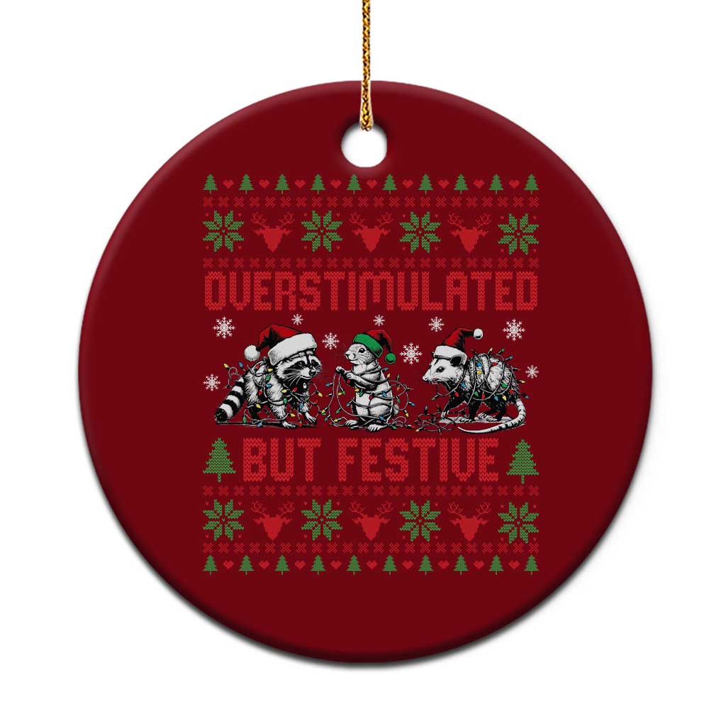 Possum Christmas Ceramic Ornament Funny Overstimulated But Festive - Wonder Print Shop