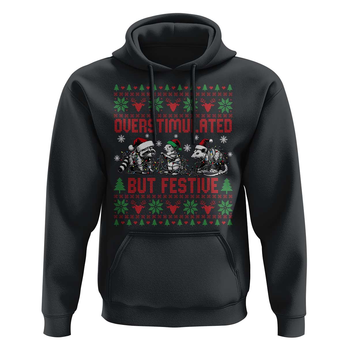 Possum Christmas Hoodie Funny Overstimulated But Festive - Wonder Print Shop
