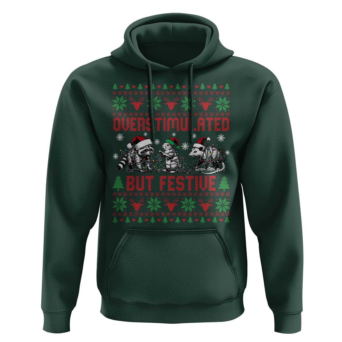 Possum Christmas Hoodie Funny Overstimulated But Festive - Wonder Print Shop