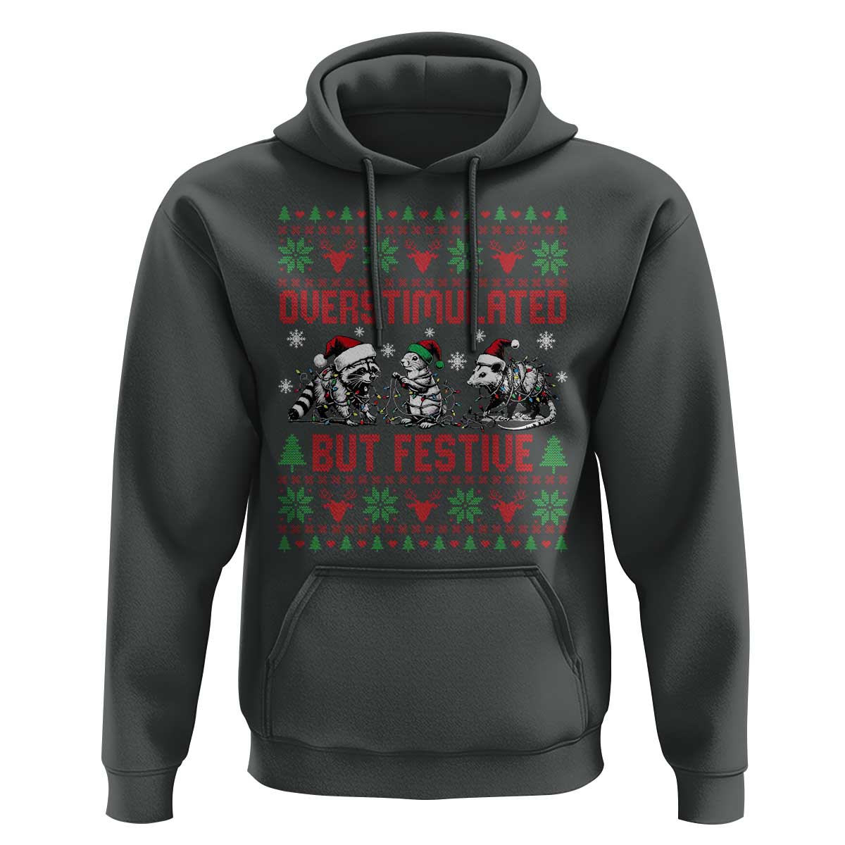 Possum Christmas Hoodie Funny Overstimulated But Festive - Wonder Print Shop