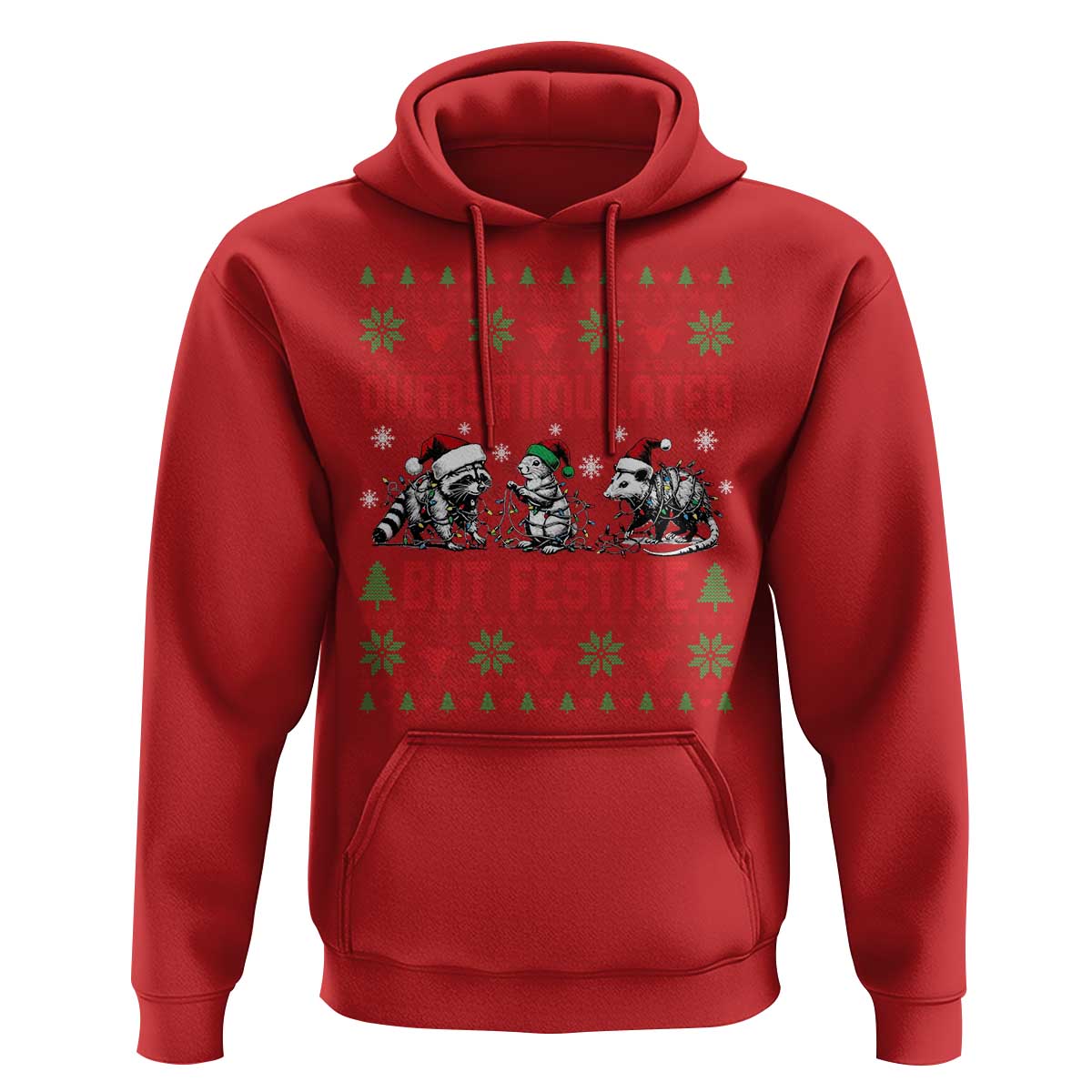 Possum Christmas Hoodie Funny Overstimulated But Festive - Wonder Print Shop