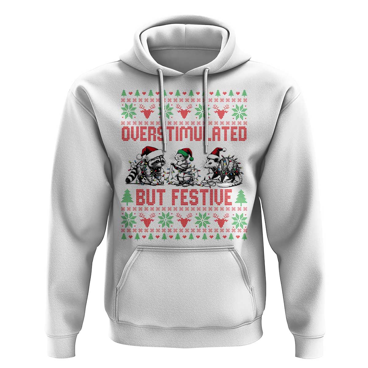 Possum Christmas Hoodie Funny Overstimulated But Festive - Wonder Print Shop