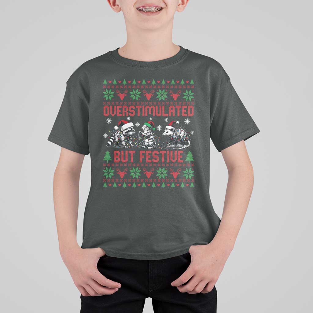 Possum Christmas T Shirt For Kid Funny Overstimulated But Festive - Wonder Print Shop
