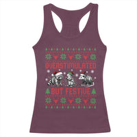 Possum Christmas Racerback Tank Top Funny Overstimulated But Festive - Wonder Print Shop