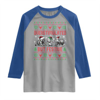 Possum Christmas Raglan Shirt Funny Overstimulated But Festive - Wonder Print Shop