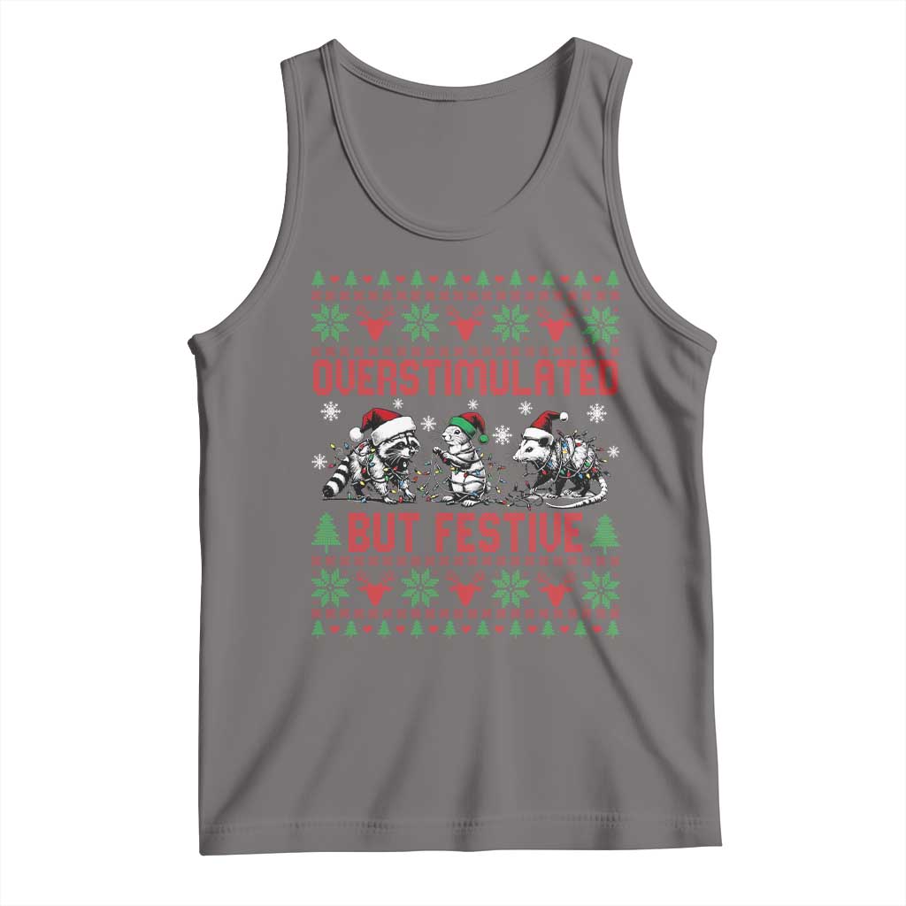 Possum Christmas Tank Top Funny Overstimulated But Festive - Wonder Print Shop
