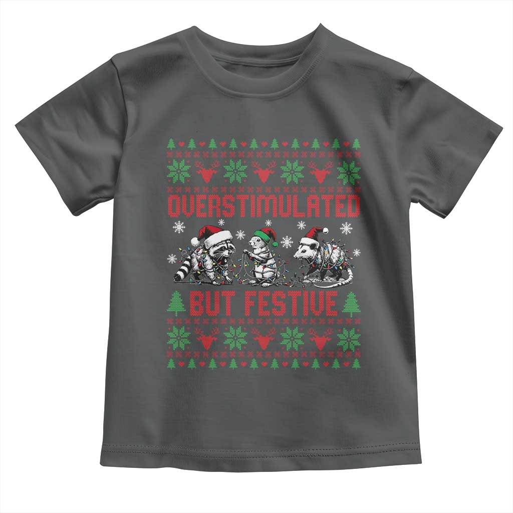 Possum Christmas Toddler T Shirt Funny Overstimulated But Festive - Wonder Print Shop