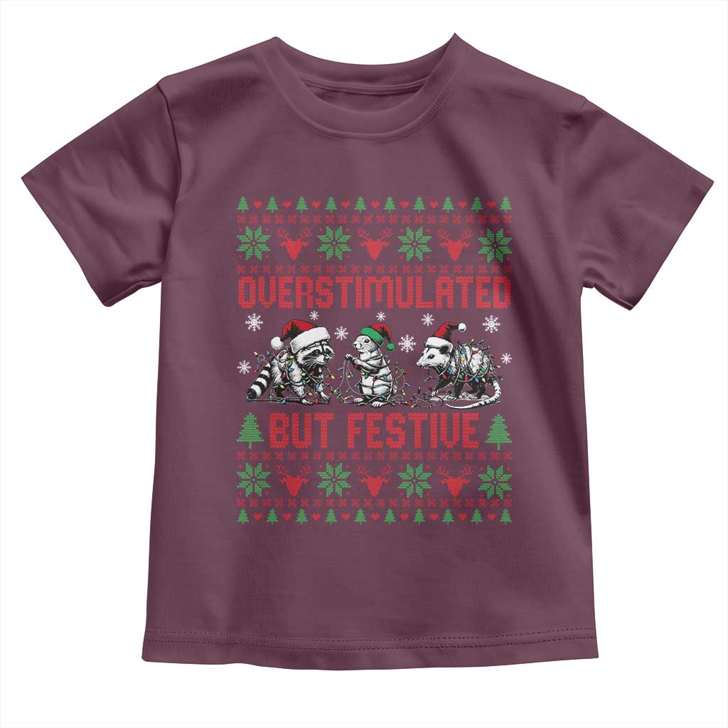 Possum Christmas Toddler T Shirt Funny Overstimulated But Festive - Wonder Print Shop