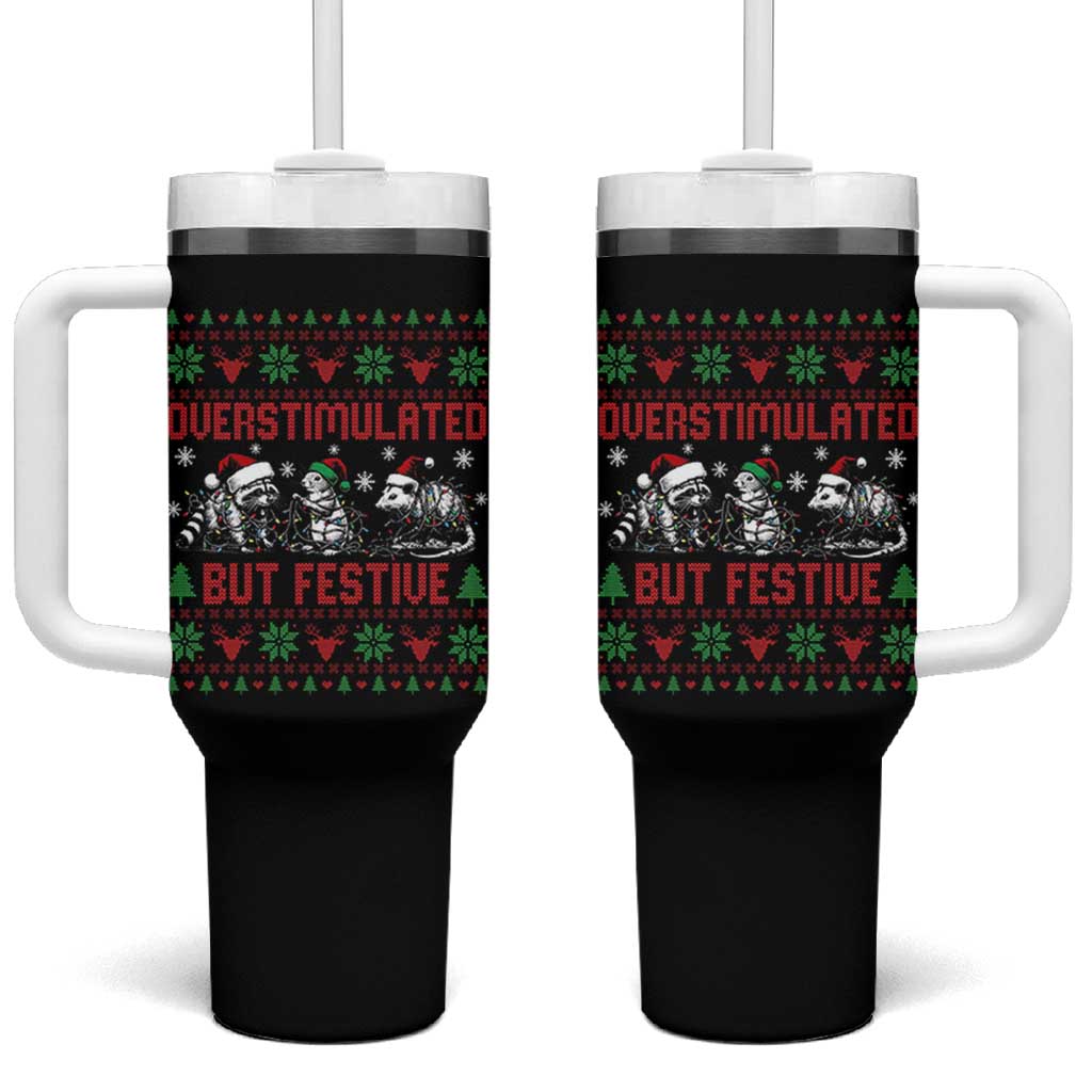 Possum Christmas Tumbler With Handle Funny Overstimulated But Festive - Wonder Print Shop