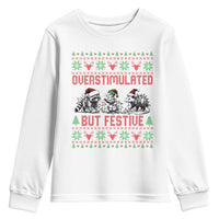 Possum Christmas Youth Sweatshirt Funny Overstimulated But Festive - Wonder Print Shop