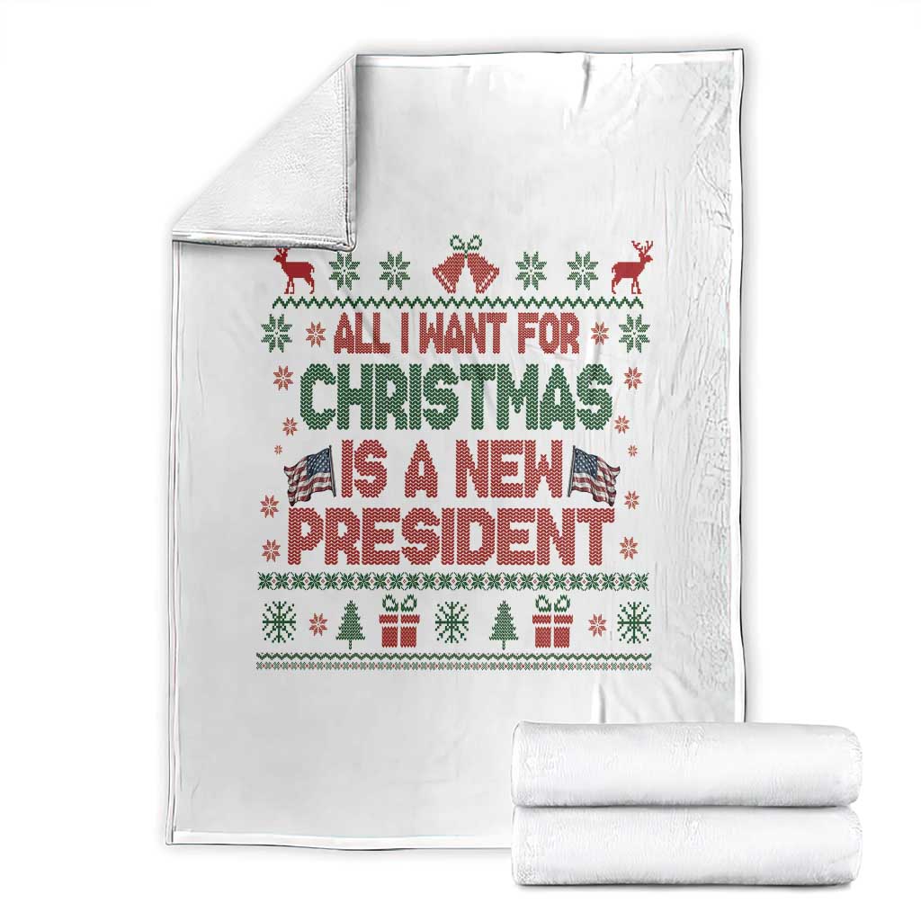 All I Want For Christmas Is A New President Throw Blanket Funny Democrat Christmas - Wonder Print Shop