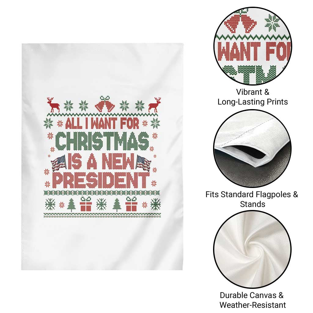 All I Want For Christmas Is A New President Garden Flag Funny Democrat Christmas - Wonder Print Shop