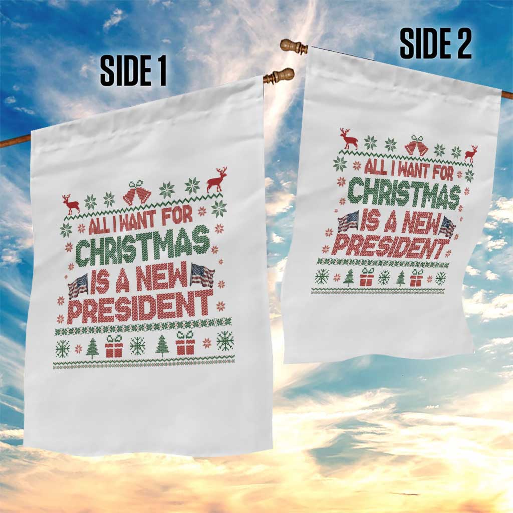 All I Want For Christmas Is A New President Garden Flag Funny Democrat Christmas - Wonder Print Shop