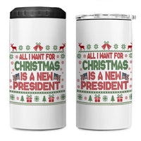 All I Want For Christmas Is A New President 4 in 1 Can Cooler Tumbler Funny Democrat Christmas - Wonder Print Shop