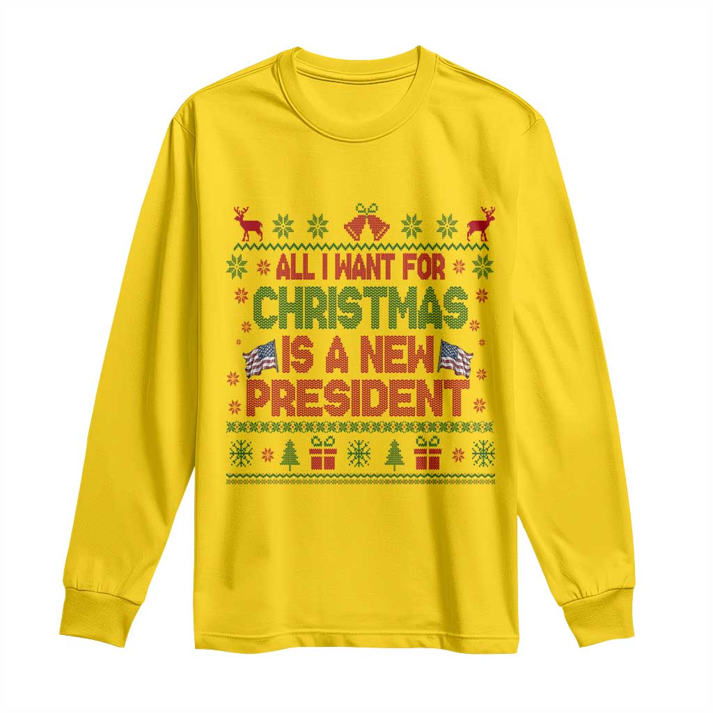 All I Want For Christmas Is A New President Long Sleeve Shirt Funny Democrat Christmas - Wonder Print Shop