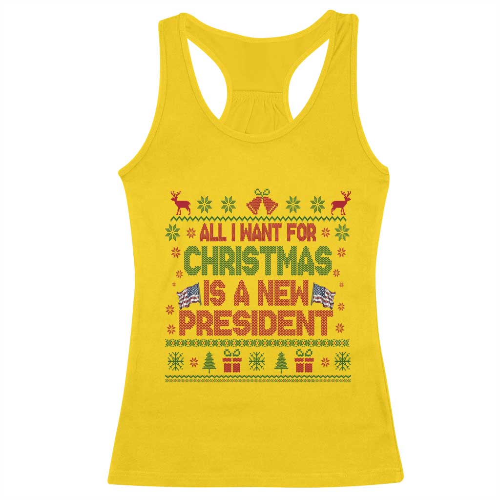 All I Want For Christmas Is A New President Racerback Tank Top Funny Democrat Christmas - Wonder Print Shop