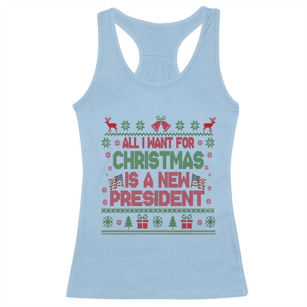 All I Want For Christmas Is A New President Racerback Tank Top Funny Democrat Christmas - Wonder Print Shop