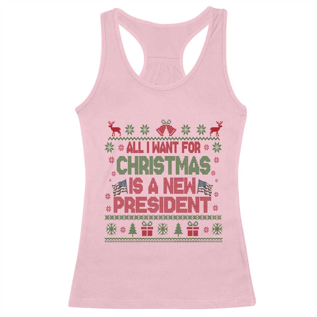 All I Want For Christmas Is A New President Racerback Tank Top Funny Democrat Christmas - Wonder Print Shop