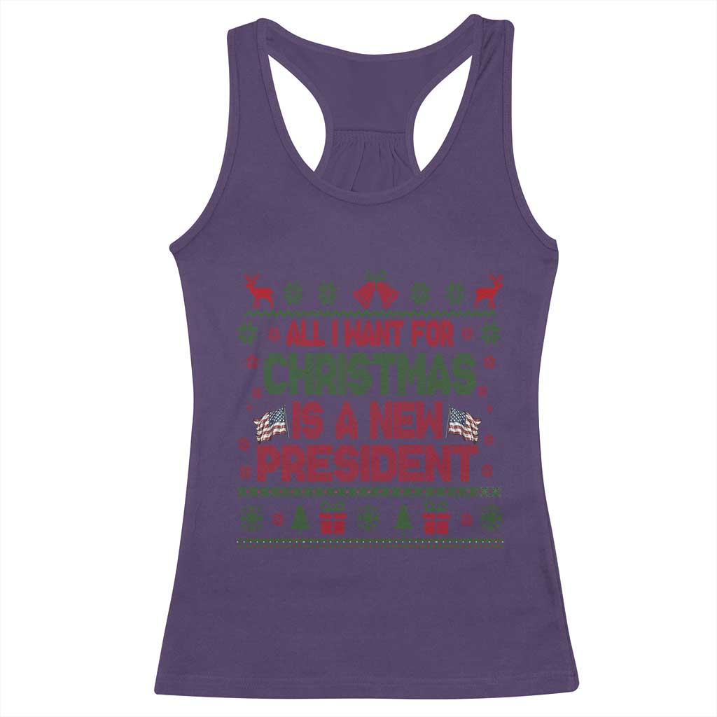 All I Want For Christmas Is A New President Racerback Tank Top Funny Democrat Christmas - Wonder Print Shop