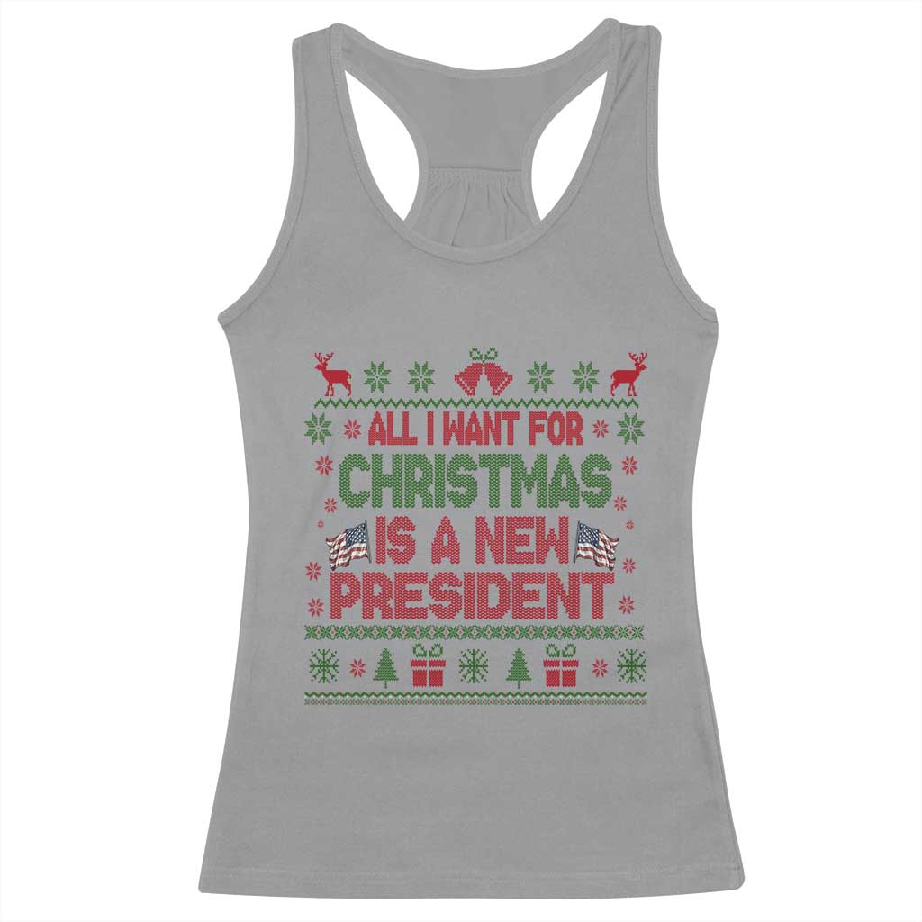 All I Want For Christmas Is A New President Racerback Tank Top Funny Democrat Christmas - Wonder Print Shop